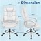 Adjustable Ergonomic Swivel Desk Chair with Lumbar Support and Armrest, White High Back Executive Chair PU Leather Business Manager's Office Chair